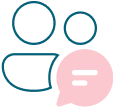 pictogramme de deux personnes avec une bulle de dialogue